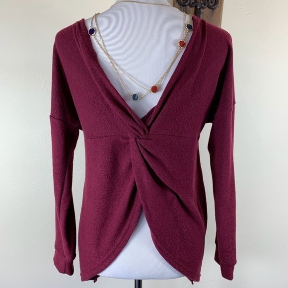 AMARYLLIS BURGUNDY LONG SLEEVE TOP - Picture 4 of 7